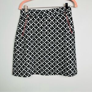 Le Lis Maura Geometric Black and White A-Line zip pocket Skirt Size MP